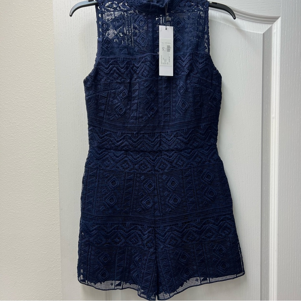 Parker Navy Blue Dori Romper Sz XS NWT